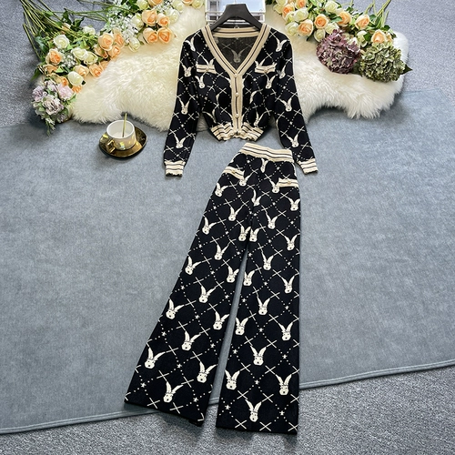 Осенний трикотажный весенний комплект для отдыха, в стиле Шанель, коллекция 2023, городской стиль