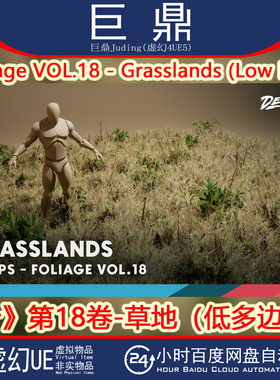 虚幻UE5.1+Foliage VOL.18 - Grasslands (Low Poly)草地干草枯草