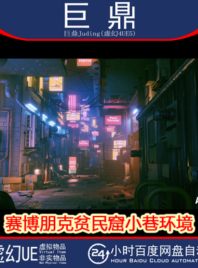 虚幻UE5.0+Big Slum Alley赛博朋克霓虹灯夜晚贫民窟胡同小巷环境