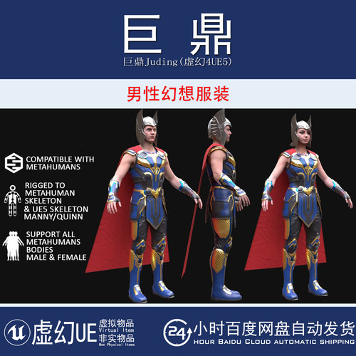 虚幻UE5.3+Fantasy Outfit - Male Female MH 男性女性幻想服装