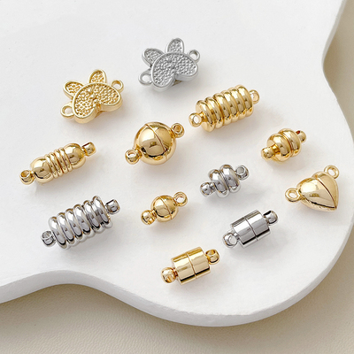 保色圆球筒磁铁扣铜镀真金配件