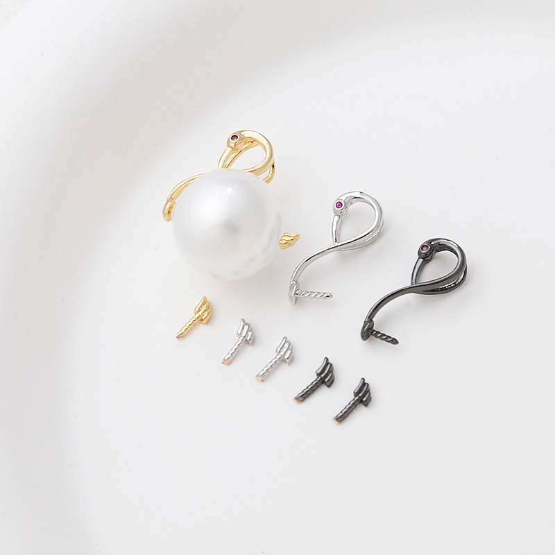 保色天鹅吊坠镀真金饰品配件