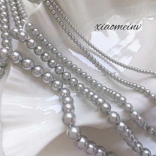 国产仿真多麻色银色半孔全孔玻璃珠DIY手工耳钉项链配件散珠