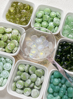 进口捷克绿色系琉璃描金圆珠diy手工饰品手链项链串珠配件材料