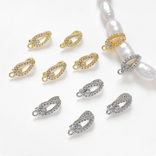锆石万能扣夹扣铜镀真金串珠配件