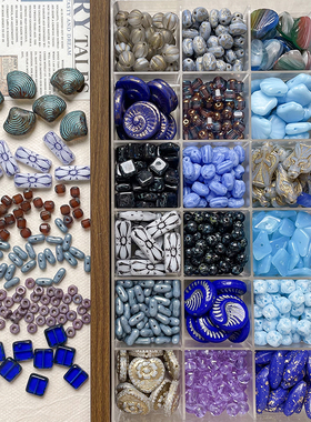 【静谧蓝语】蓝色系进口捷克琉璃珠子diy手作手链项链串珠配件