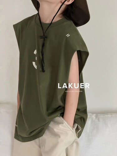 拉酷儿LAKUER品牌童装实体店断码捡漏夏款休闲大版背心LRX6536