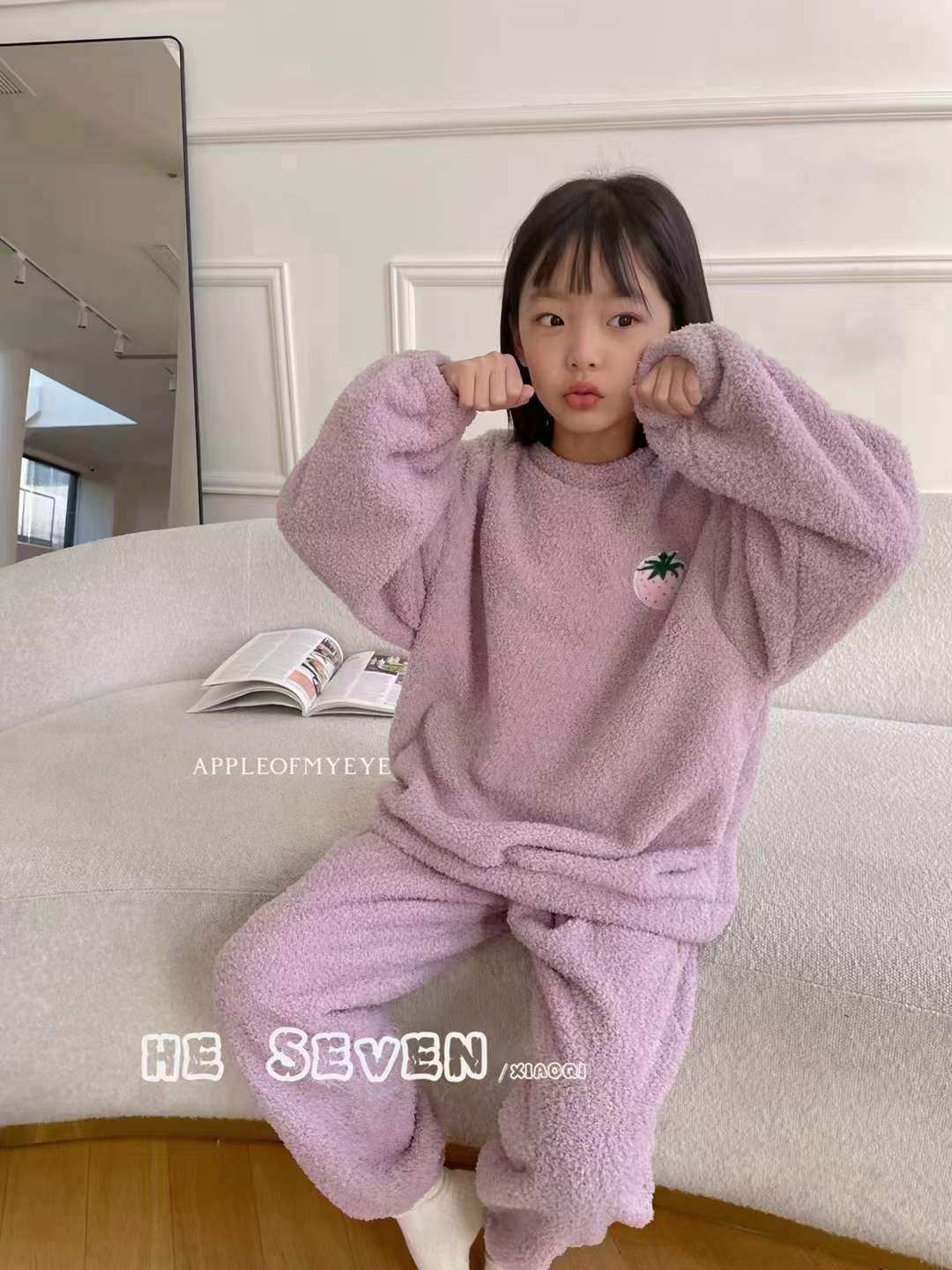 APPLEOFMYEYE凹末WTZ383男女童软糯家居服套装童装实体店现货