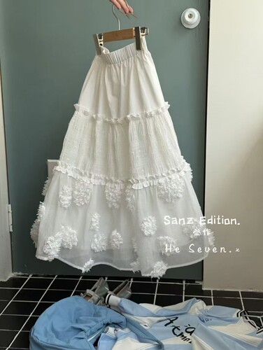 叁作SANZ品牌童装实体店断码捡漏中长半裙花朵裙QS119