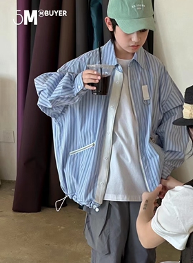 5M品牌童装实体店断码捡漏大版帅气薄衬衣外套偏大X261012