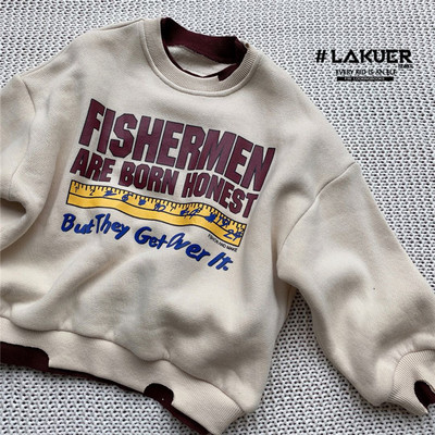 【断码现货】LAKUER拉酷QW7553薄绒圆领卫衣童装实体店奕佳潮童馆