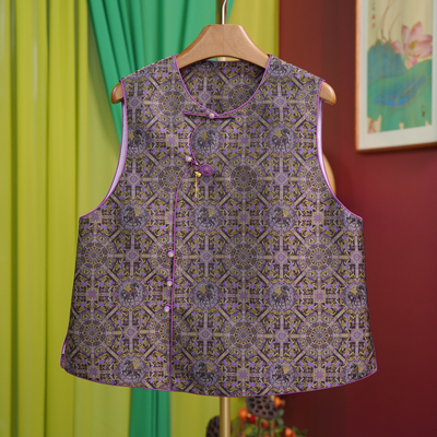 【闲庭序】上久楷·马跃八达四重维宋锦新中式马甲圆领斜襟