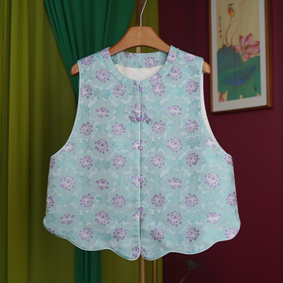 【闲庭序】上久楷·'曲水凌波'桑蚕丝宋锦马夹新中式国风