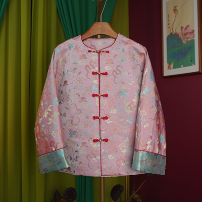 【闲庭序】李德喜·'鱼跃龙门'老宋锦桑蚕丝连肩袖宽松新中式外套