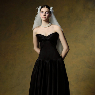 黑色甜酷蝴蝶结抹胸长裙 新款 越南小众品牌MAVEN 2026年春季