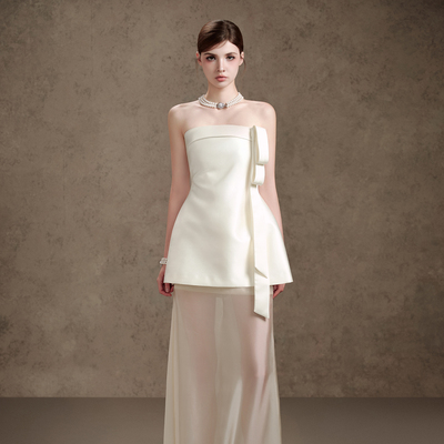 越南小众品牌DELICATE 2025年夏季新款简约光面抹胸+轻盈半裙