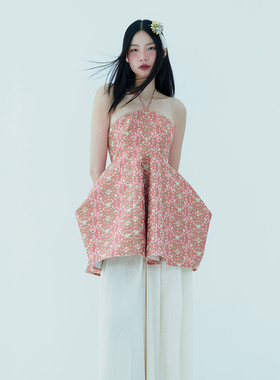 越南小众品牌DING DANG 2025年春季新款设计感绑带粉色少女抹胸
