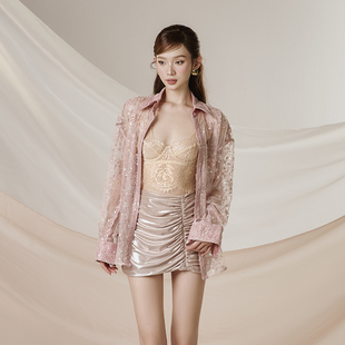 纯欲风杏色蕾丝胸衣 新款 花纹外套 2024冬季 越南小众品牌ROSIE