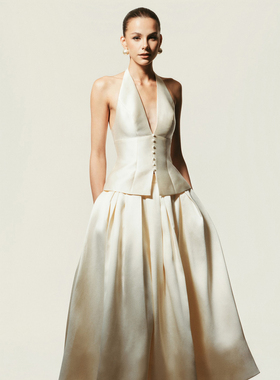 越南小众品牌HUONG 2025年冬季新款典雅时尚珠光白天鹅套装裙