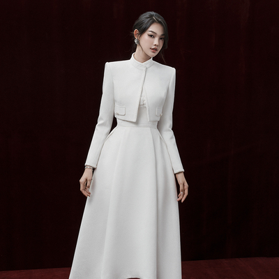 越南小众品牌DENIO 2025年春季新款高级纯白编织感抹胸裙+外套