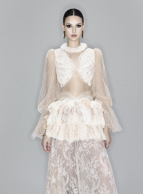 越南小众品牌LEGER 2026年春季新款复古宫廷蕾丝连衣裙