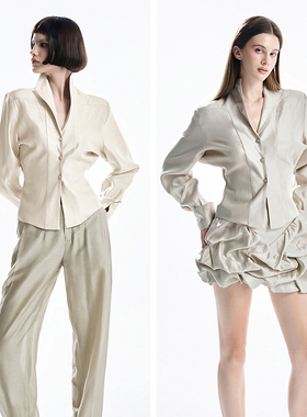 越南小众MUSTHAVE 2025年夏季新款时尚简约米色衬衫通勤套装