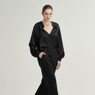 套装 丝滑黑色缎面微光泽衬衫 2025年新年新款 越南小众品牌ARTI