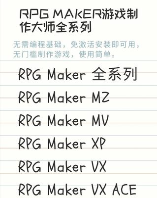 RPG MAKER MZ和MV RPGMaker VA RPG MAKER XP 游戏制作大师全系列