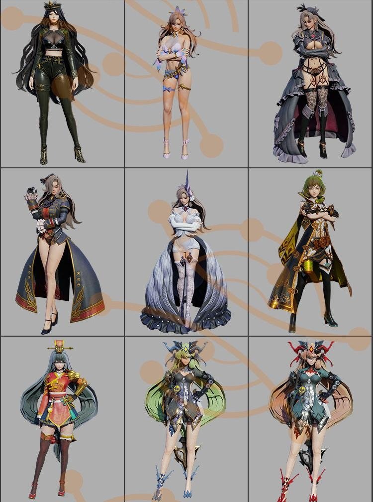 次时代游戏角色3D模型Blender韩风套装女性人物怪物mmd素材CG资源