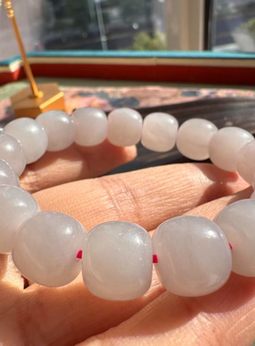 藕粉老型珠手链高端12mm手串男女款和田玉正品保真素圈手饰