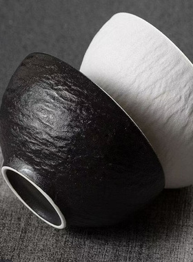 黑白4.75英寸磨砂质感米饭碗高温陶瓷釉下彩耐高温不变形高端黑白