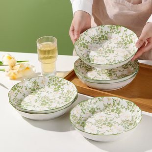 铃兰花开8英寸圆盘高温釉下彩家用圆盘子高档陶瓷碟子2025新款