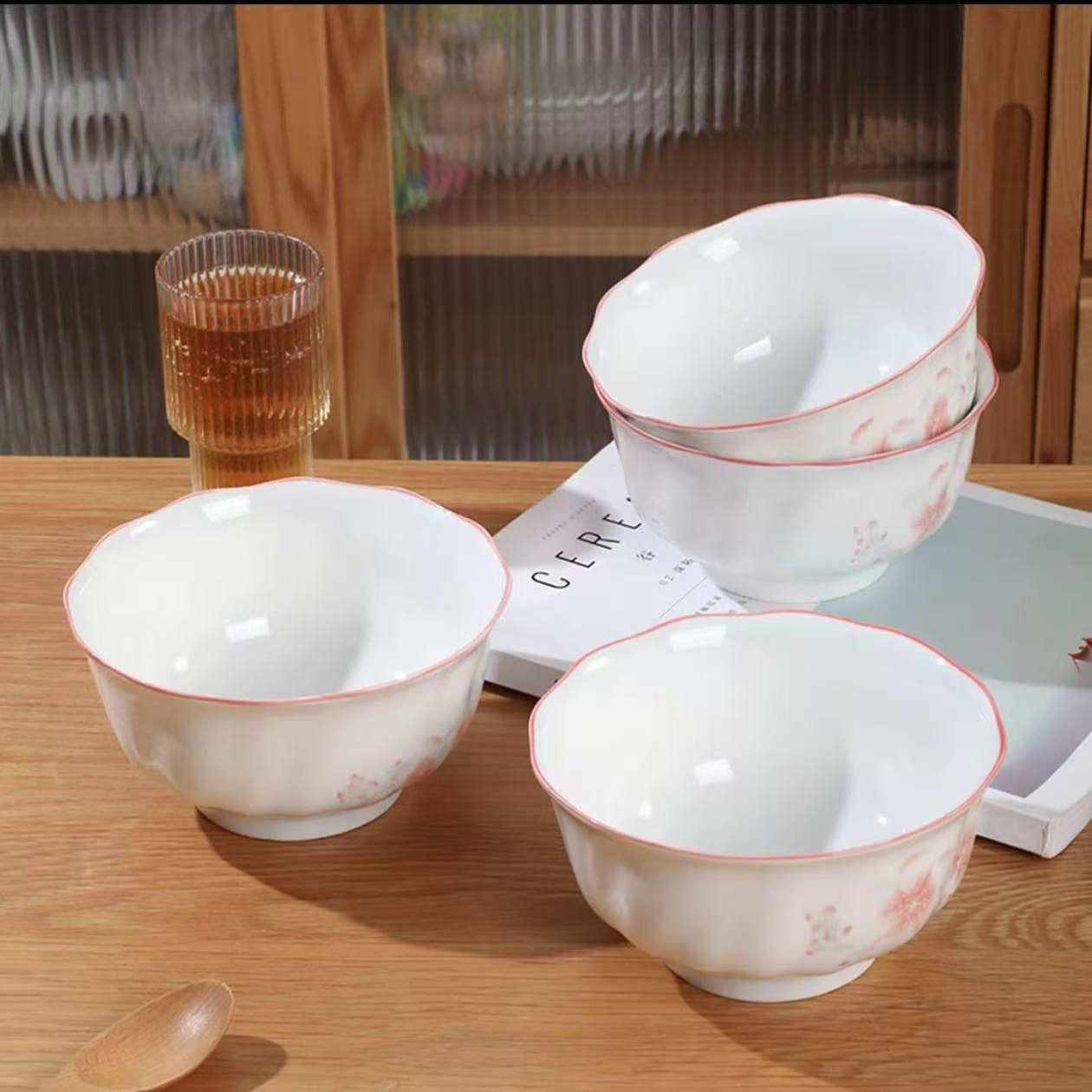 十里桃花4.5英寸花瓣碗