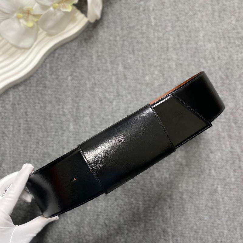 简约皮介子腰封真皮宽腰带女时尚百搭装饰腰封黑色皮带