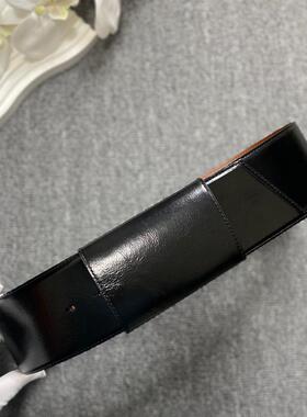 简约皮介子腰封真皮宽腰带女时尚百搭装饰腰封黑色皮带