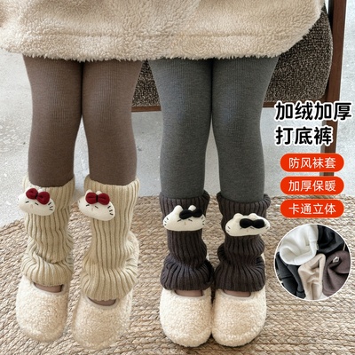 女童秋冬款加绒加厚保暖打底裤