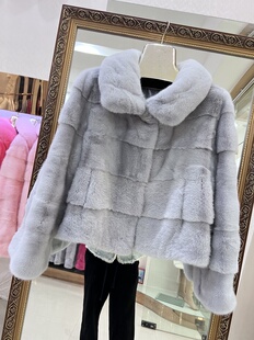 2025冬季新款皮草外套女方领貂皮大衣女款立领越南短款