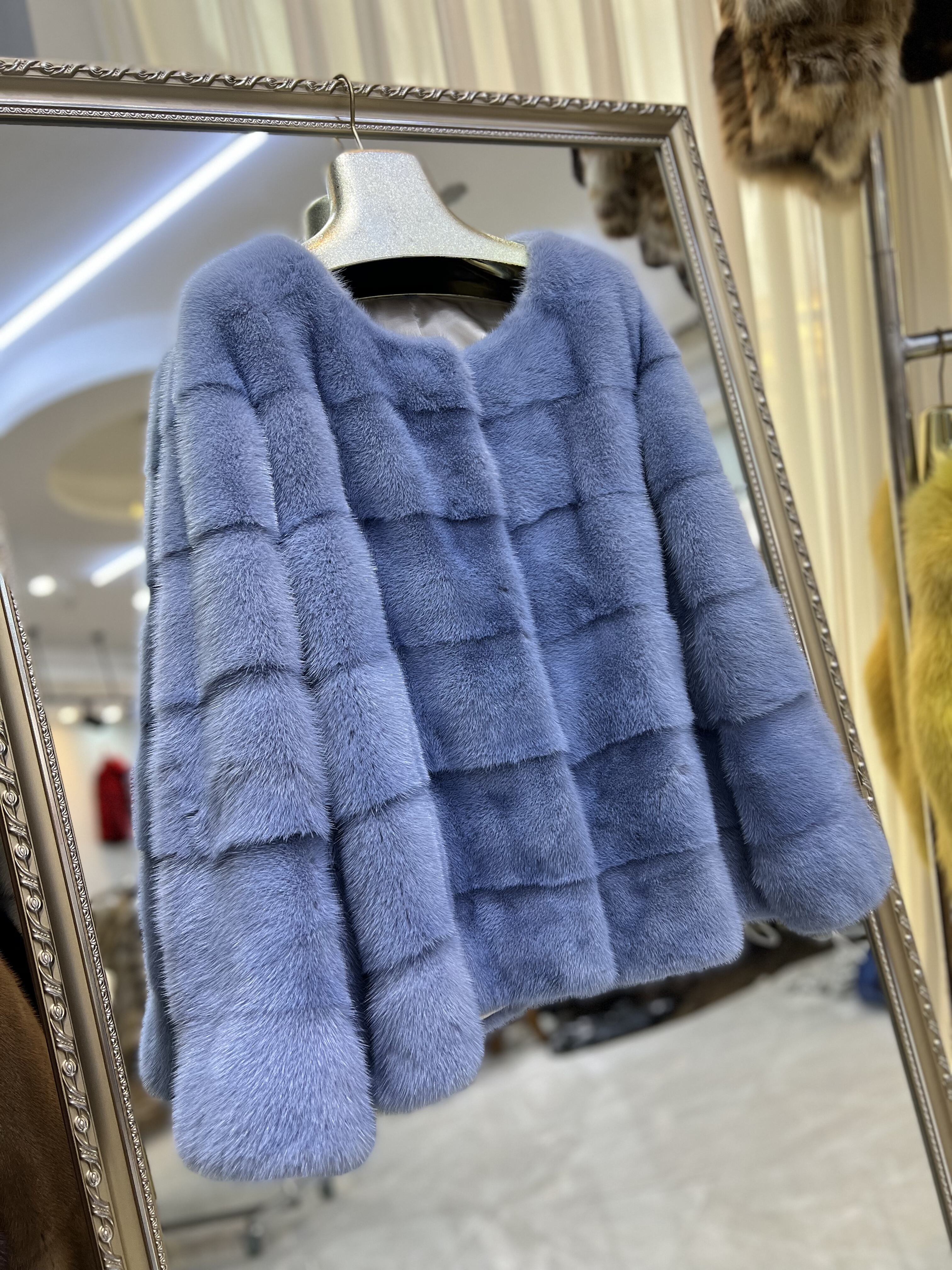 全挖削进口天鹅绒貂皮大衣女整貂圆领横排短款水貂皮草外套冬年轻