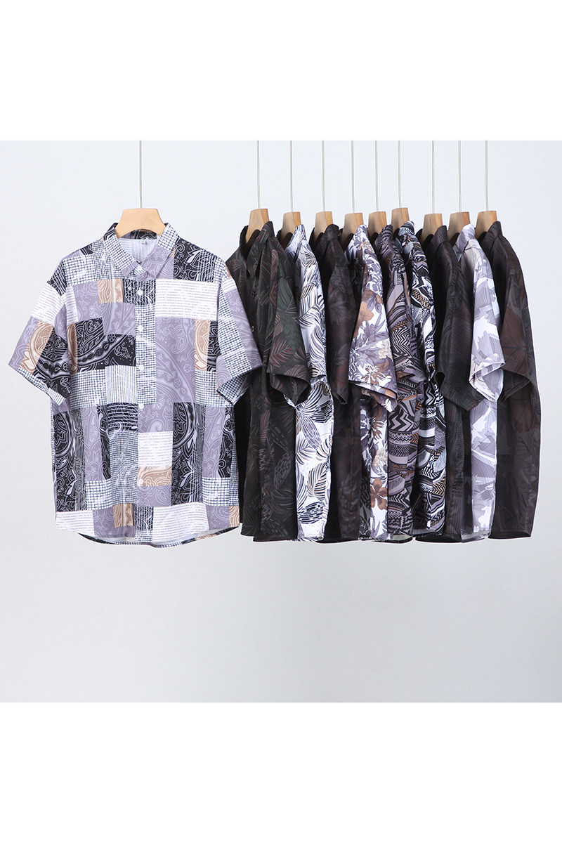 花衬衫男短袖夏季痞帅休闲上衣服外套翻领大码衬衣A011-2/P45,男装T恤,电商A012