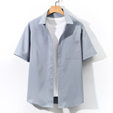 大码印花风衬衫男春夏新款青年短袖衬衫/D7050p35，男装T恤，电商A012