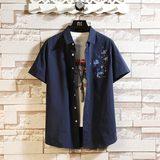新款印花衬衫夏季短袖衬衫大码男装衬衫M-7XL码QT5030/7071p40，男装T恤，电商A012