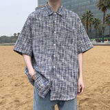 小香风男短袖夏季休闲港风上衣外套痞帅大码衬衫A011-2/8661P55，男装T恤，电商A012