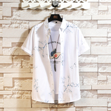 新款印花衬衫夏季短袖衬衫大码男装衬衫M-7XL码QT5030/7075p40，男装T恤，电商A012