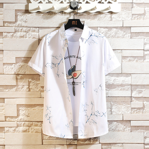 新款印花衬衫夏季短袖衬衫大码男装衬衫M-7XL码QT5030/7075p40，男装T恤，电商A012