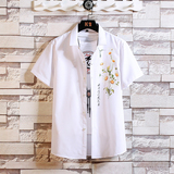 大码印花风衬衫男春夏新款短袖衬衫QT5030/7026p45，男装T恤，电商A012