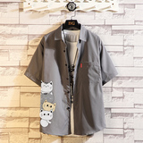 夏新款男大码宽松打底衫短袖T恤百搭印花体恤/7215p30，男装T恤，电商A012