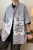 精品大码外套青年衬衣休闲宽松短袖印花流行衬衫男A011-2/p40，男装T恤，电商A012