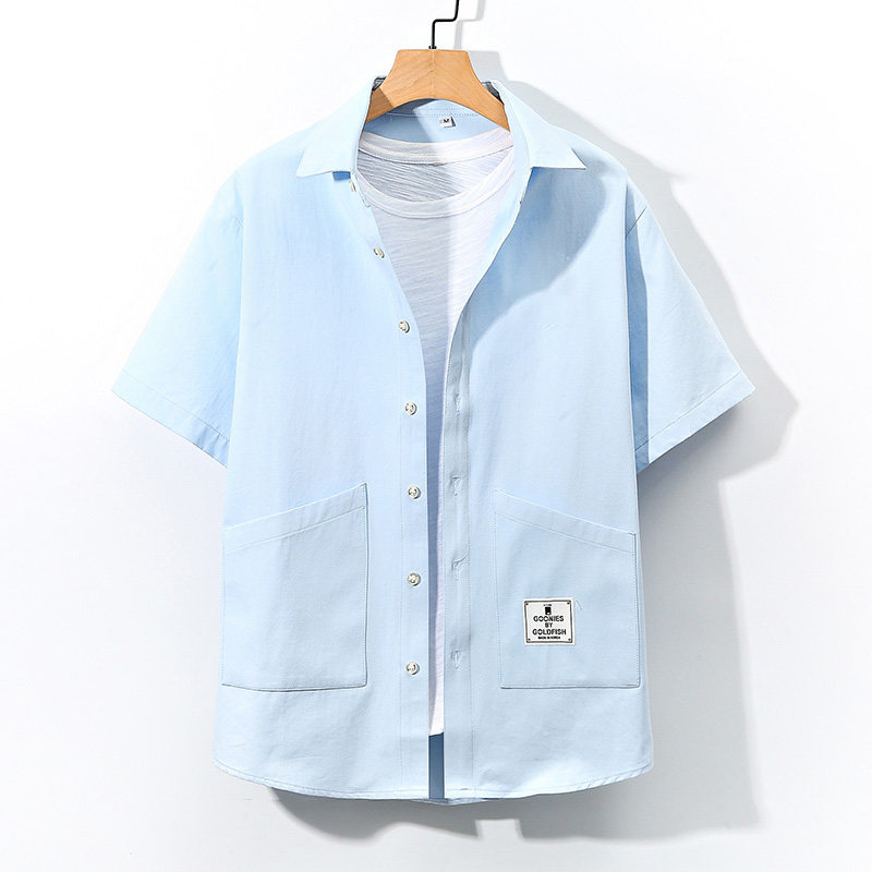 2021全棉沙洗大码印花风男夏季短袖衬衫QT5030/D7060,男装衬衫,电商A012