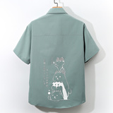 图案已注册大码印花风衬衫男新款青年短袖衬衫/D7082p27，男装T恤，电商A012