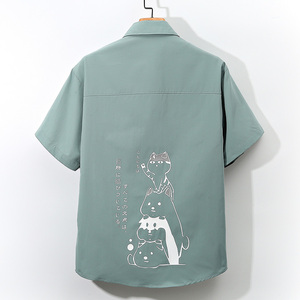 图案已注册大码印花风衬衫男新款青年短袖衬衫/D7082 p27图片
